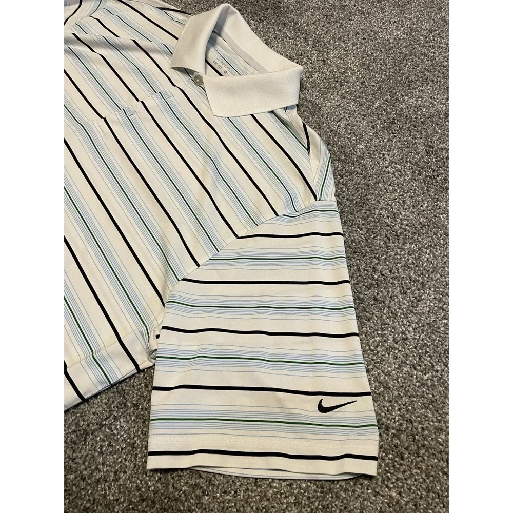Nike Golf‎ Polo Mens Performance Stripes White Short Sleeve Athletic XL